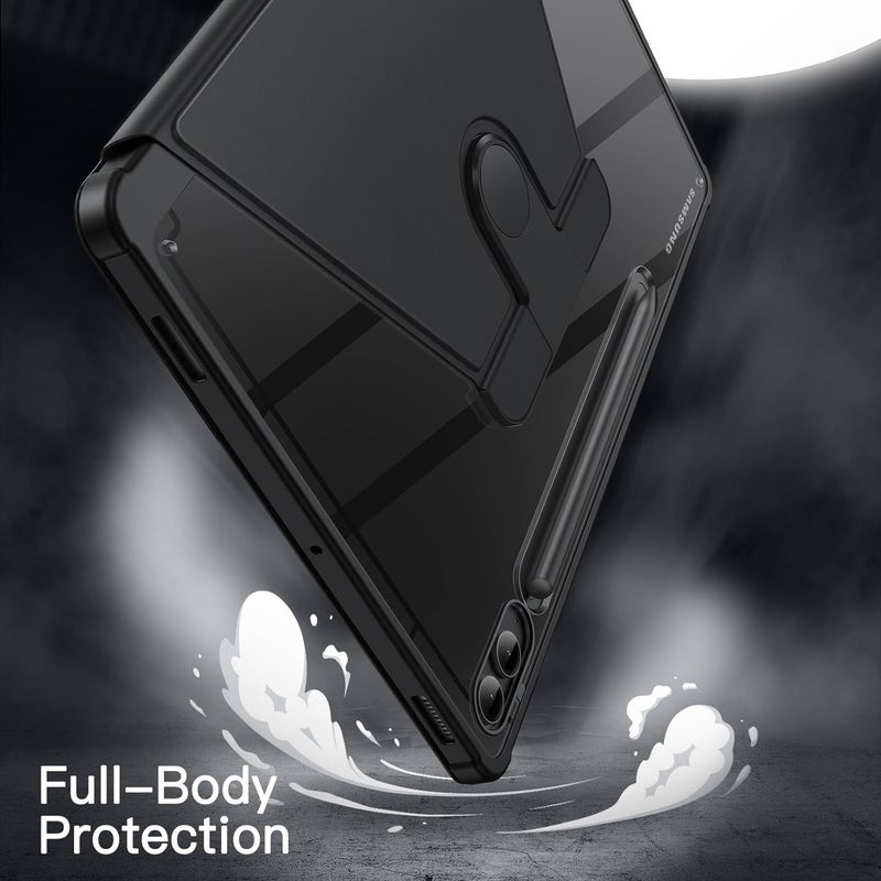 Jetech Rotating Case For Samsung Galaxy Tab S10+ 2024/Tab S9 Fe+/S9+ 2023 12.4-Inch With S Pen Holder, 360 Degree Rotation Protective Stand Cover Clear Back, Auto Wake/Sleep Black - Image 4
