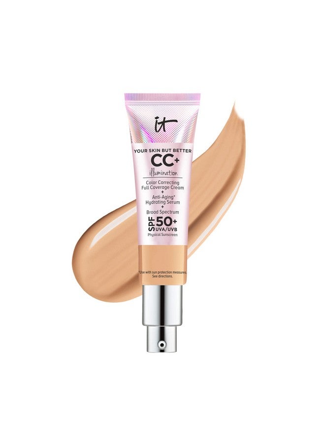 IT Cosmetics Your Skin But Better CC+ Cream Illumination, Medium Tan (W) - Color Correcting Cream, Full-Coverage Foundation, Hydrating Serum & SPF 50+ Sunscreen Radiant Finish 1.08 fl oz - Image 1