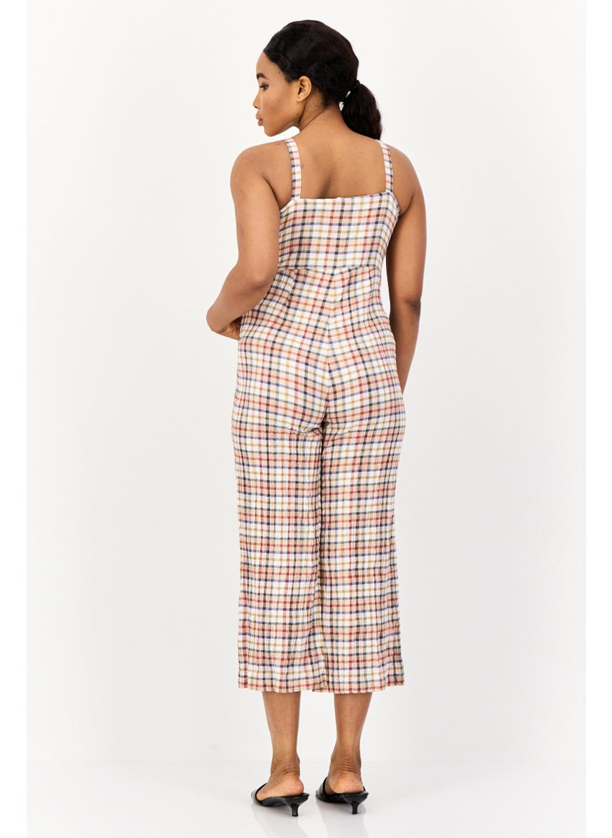 ONLY Women Checkered Sleeveless Jumpsuit, Multicolor  - Image 3