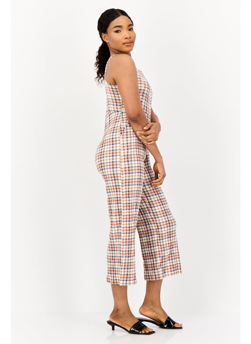 ONLY Women Checkered Sleeveless Jumpsuit, Multicolor  - Image 4