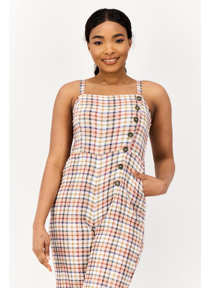 ONLY Women Checkered Sleeveless Jumpsuit, Multicolor  - Image 2