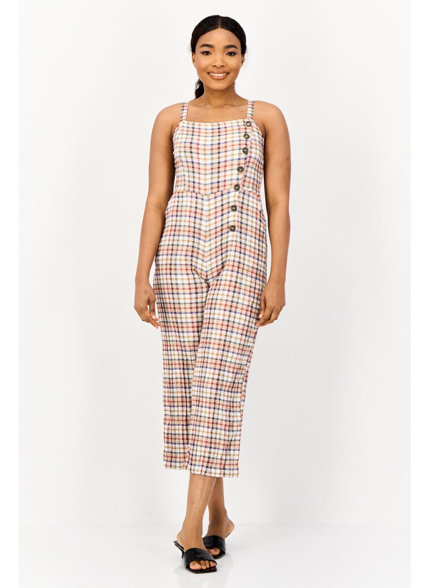 ONLY Women Checkered Sleeveless Jumpsuit, Multicolor  - Image 1