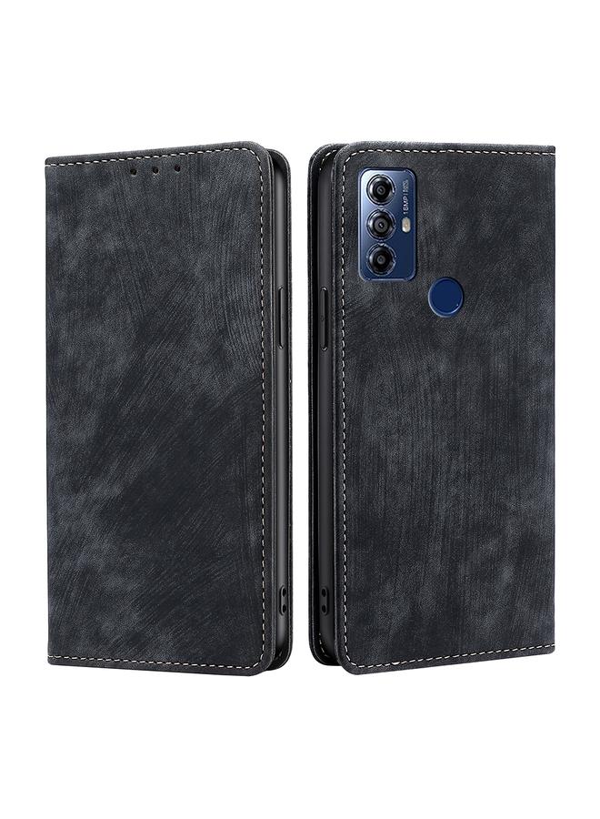 erorex Case For Motorola Moto G Play 2023 RFID Anti-theft Brush Magnetic Leather Phone Case - Image 1