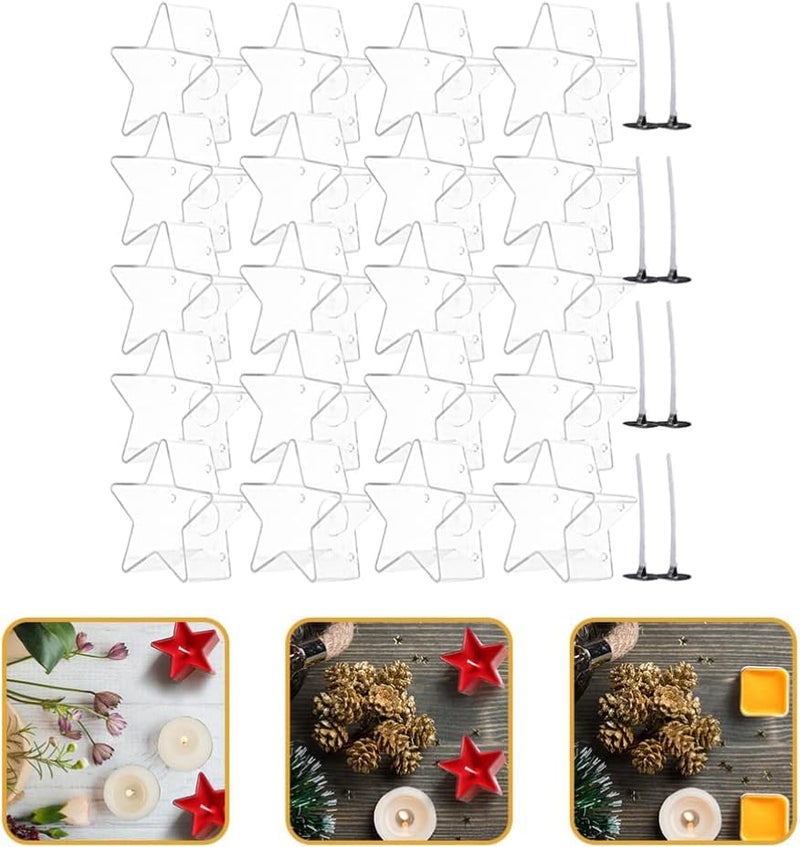 iKalaa Tealight Candle Mold Star Shape I Tea Light Polycarbonate | Plastic | Empty Mold 50 pc Star I 50 pc 1.5 inch Wick for Candle Making - Image 1