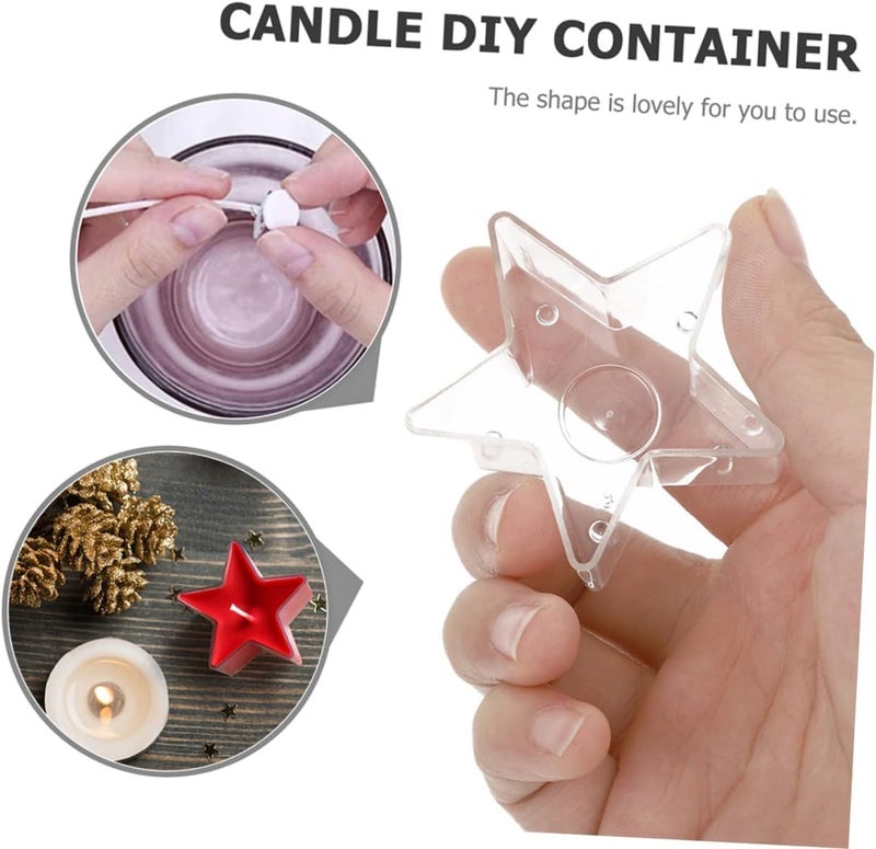 iKalaa Tealight Candle Mold Star Shape I Tea Light Polycarbonate | Plastic | Empty Mold 50 pc Star I 50 pc 1.5 inch Wick for Candle Making - Image 4