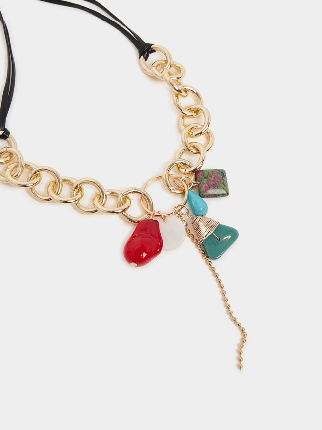 Styli Styli Chain Trim Faux Gemstone Pendant Necklace  - Image 3