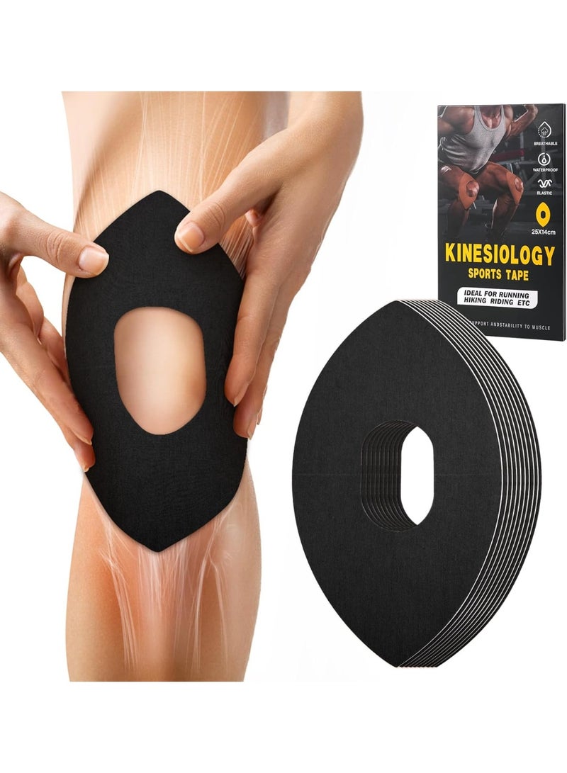 Bukela Kinesiology Tape for Knees, 10 Pcs Precut Kinesiology Tape for Knee Pain Relief & Support, Waterproof & Elastic Athletic Tape for Knee Stability, Breathable & Comfortable Knee Tape - Image 1