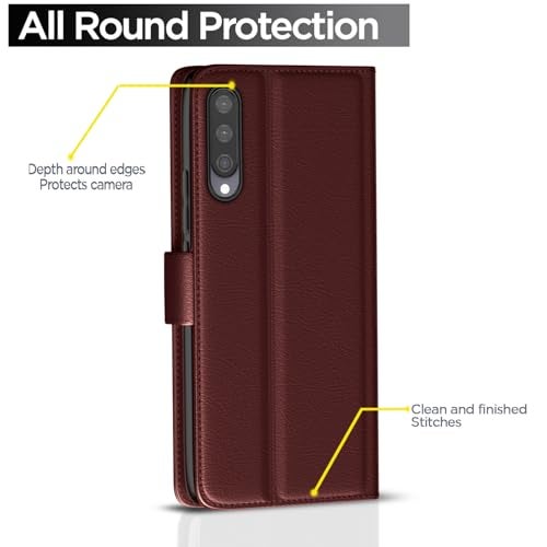 Pikkme Mi A3 Flip Case Leather Finish | Inside TPU with Card Pockets | Wallet Stand and Shock Proof | Magnetic Closing | Complete Protection Flip Cover for Mi A3 (Brown) - Image 4