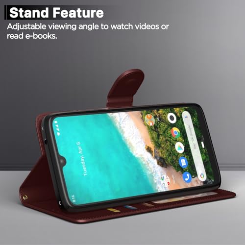 Pikkme Mi A3 Flip Case Leather Finish | Inside TPU with Card Pockets | Wallet Stand and Shock Proof | Magnetic Closing | Complete Protection Flip Cover for Mi A3 (Brown) - Image 3