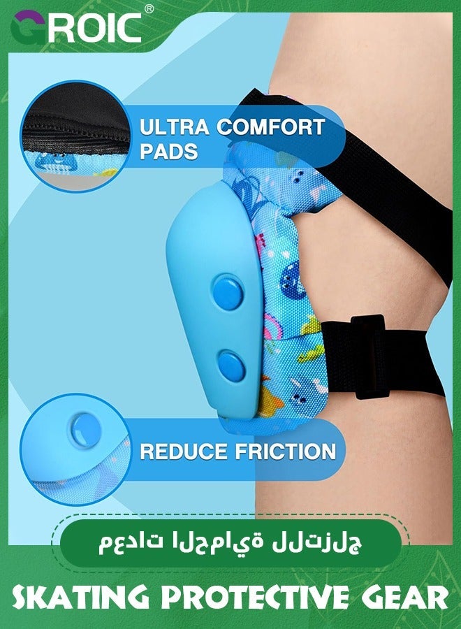 GROIC 6 Pcs Skate Pads for Kids, Knee and Elbow & Wrist Guards Child Adjustable Protective Gear Set Roller Skates, Cycling, BMX Bike, Skateboard, Inline Skating, Scooter Riding Sports - Image 4