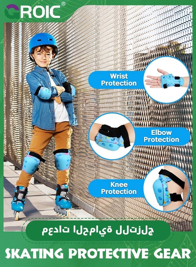 GROIC 6 Pcs Skate Pads for Kids, Knee and Elbow & Wrist Guards Child Adjustable Protective Gear Set Roller Skates, Cycling, BMX Bike, Skateboard, Inline Skating, Scooter Riding Sports - Image 3