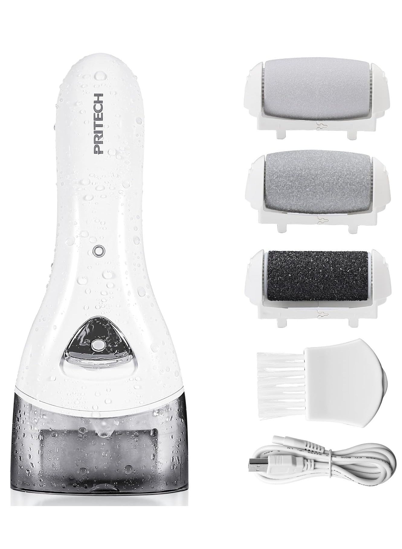 Electric Hard Skin Remover Foot Callus Remover Electric Foot File Rechargeable Dead Skin Remover for Feet Electric Pedicure Kit Proffessinal Feet Care with 3 Roller Heads 1 Cleaning Brush USB Cord