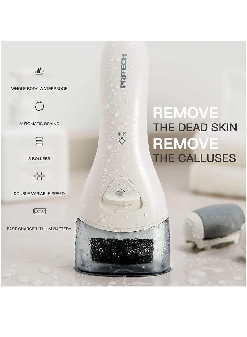 pritech Electric Hard Skin Remover Foot Callus Remover Electric Foot File Rechargeable Dead Skin Remover for Feet Electric Pedicure Kit Proffessinal Feet Care with 3 Roller Heads 1 Cleaning Brush USB Cord - Image 4