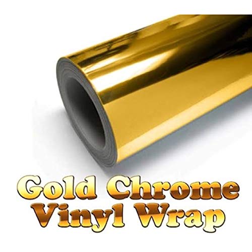 Raushik 3D Chrome Mirror Golden Vinyl Wrap Adhesive Car Sticker Decal Film, 12x48 Inch Roll - Image 2