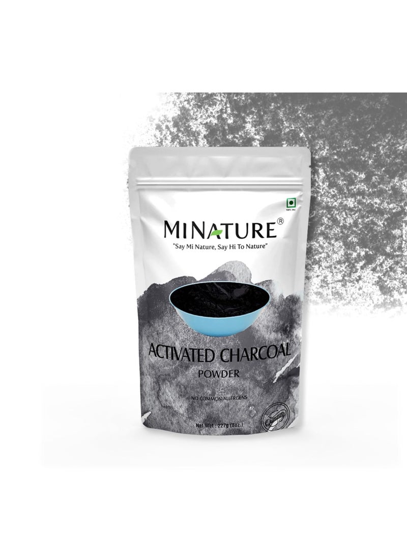 mi nature Activated Charcoal Powder | Herbal Teeth Whitening Powder| Detoxifying, Removes Dead skin & Impurity | 100% Pure & Natural Face Mask| 227g - Image 1