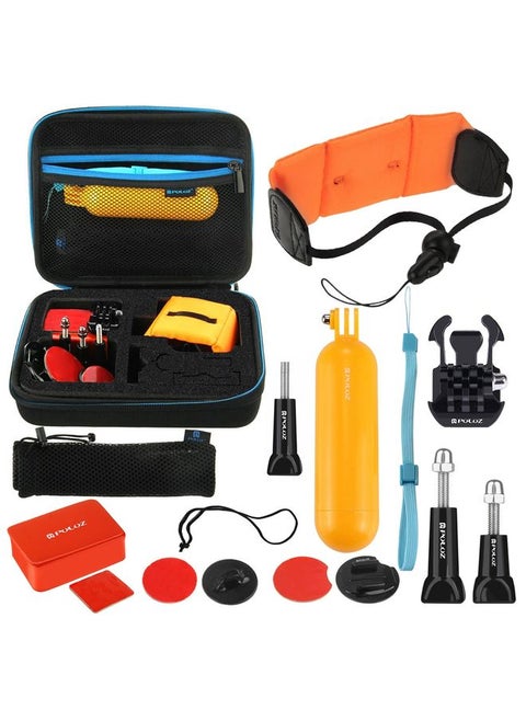 PULUZ 14 in 1 Surfing Accessories Combo Kits with EVA Case (Bobber Hand Grip + Floaty Sponge + Quick Release Buckle + Surf Board Mount + Floating Wrist Strap + Safety Tethers Strap + Storage Bag ) for GoPro, Insta360, DJI and Other Action Cameras