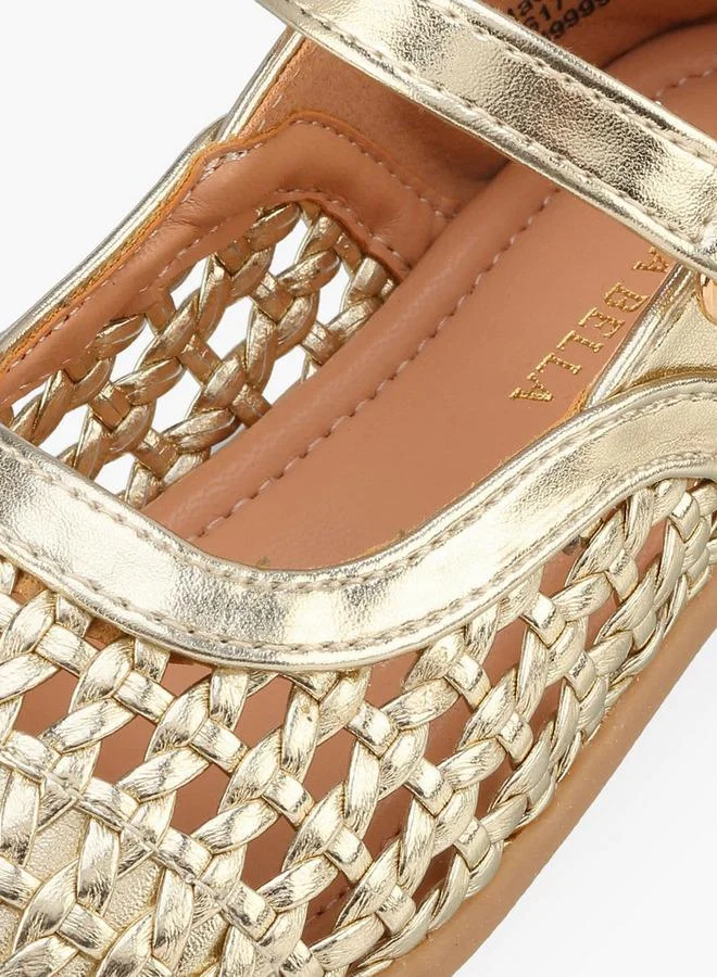 Flora Bella By Shoexpress GOLD Girls Hook & Loop Mary Jane Shoes for Women | Best Price UAE
