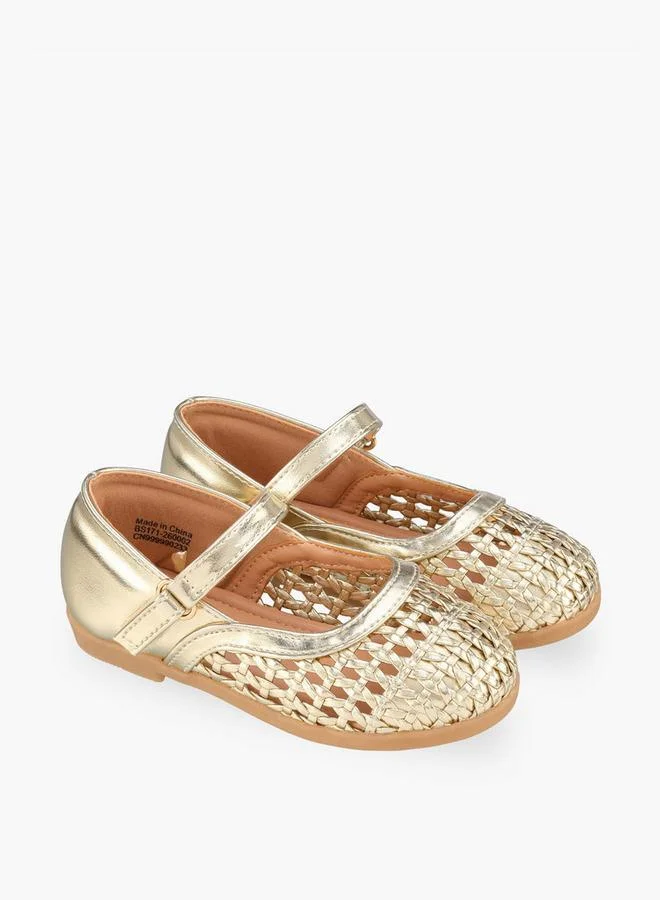 Flora Bella By Shoexpress GOLD Girls Hook & Loop Mary Jane Shoes for Women | Best Price UAE