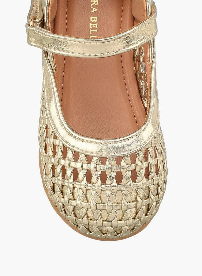 Flora Bella By Shoexpress GOLD Girls Hook & Loop Mary Jane Shoes for Women | Best Price UAE