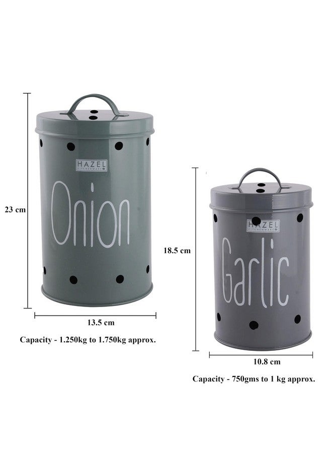 Hazel حاوية تخزين الثوم والبصل من هازيل للمطبخ | مجموعة حاويات تخزين للمطبخ | حاوية تخزين بدرجة غذائية مع غطاء، مجموعة من 2 - Image 4