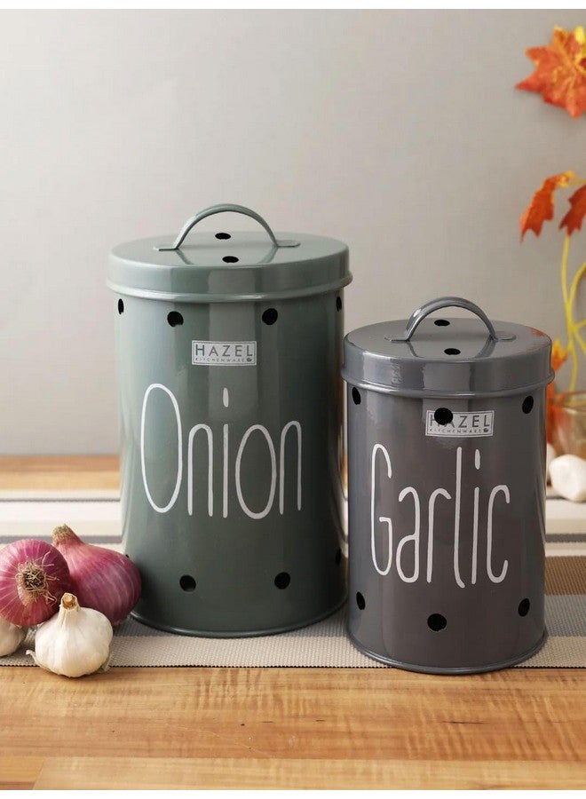 Hazel حاوية تخزين الثوم والبصل من هازيل للمطبخ | مجموعة حاويات تخزين للمطبخ | حاوية تخزين بدرجة غذائية مع غطاء، مجموعة من 2 - Image 2