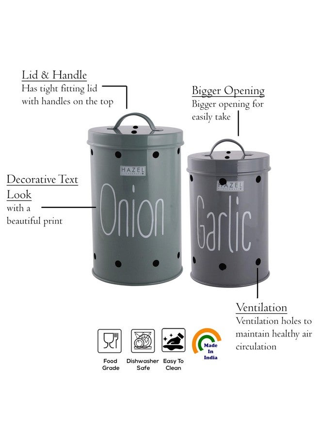 Hazel حاوية تخزين الثوم والبصل من هازيل للمطبخ | مجموعة حاويات تخزين للمطبخ | حاوية تخزين بدرجة غذائية مع غطاء، مجموعة من 2 - Image 3