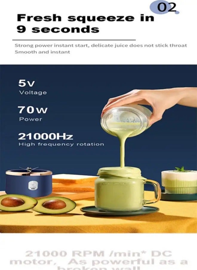 APEX Portable Blender, Blender Juicer Juice Cup Fruit Blender Portable Fruit Cup, USB Rechargeable Personal Size Juice Cup, Personal Blender for Smoothies and Smoothies, 400ml Travel Juice Cup - Image 3