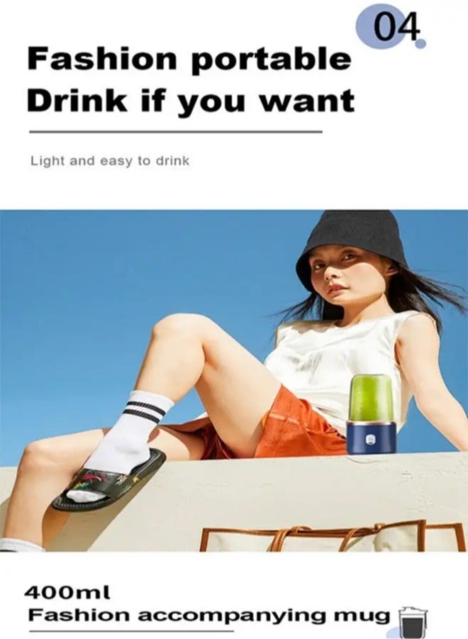 APEX Portable Blender, Blender Juicer Juice Cup Fruit Blender Portable Fruit Cup, USB Rechargeable Personal Size Juice Cup, Personal Blender for Smoothies and Smoothies, 400ml Travel Juice Cup - Image 4