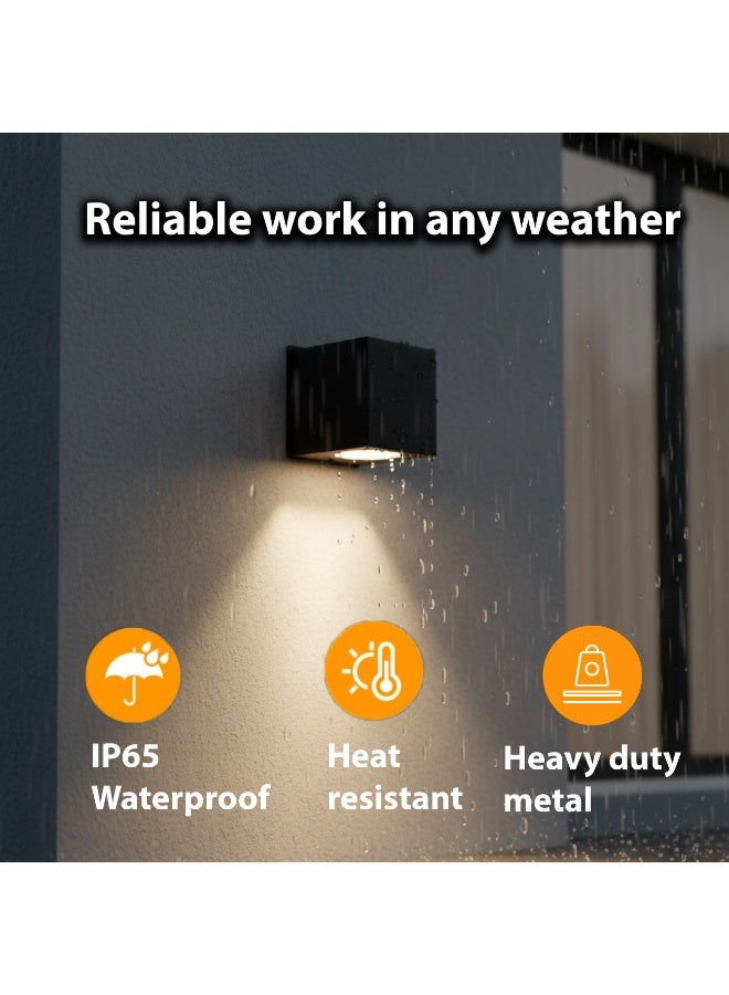 ALFRIDAY Modern GU10 Wall Light, IP65 Outdoor Cube, Replaceable GU10 Lamp, Matte Black - Image 5