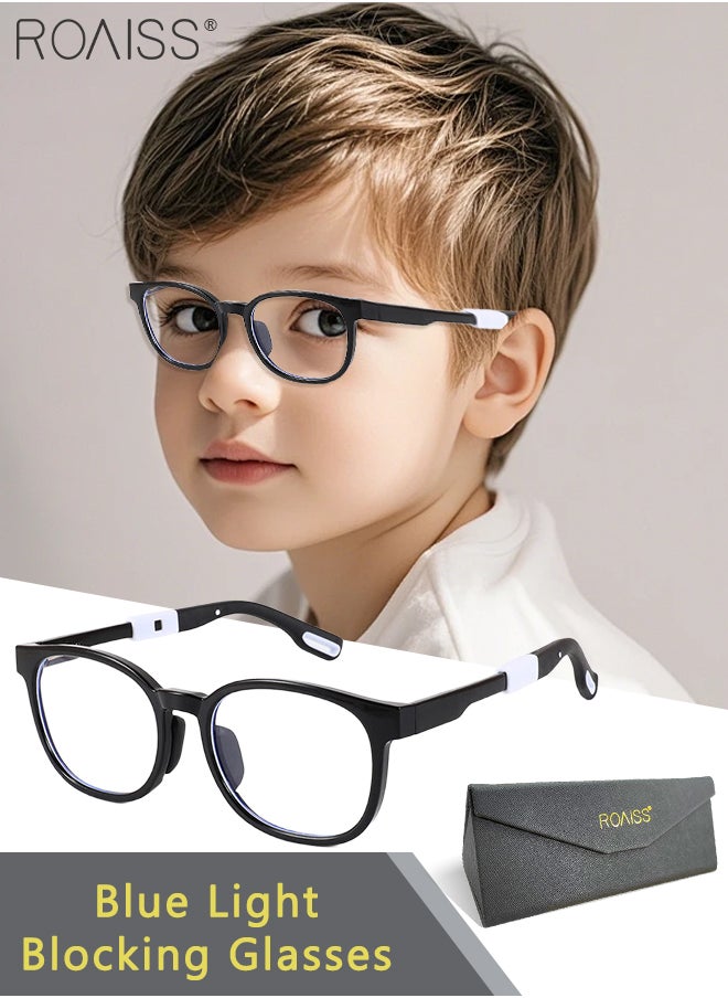 roaiss Blue Light Blocking Sunglasses for Kids Anti UV and Glare Blue Light Filter Rectangular Computer Glasses Anti Eyestrain Headache Eyewear with TR90 Temples Black  - Image 1