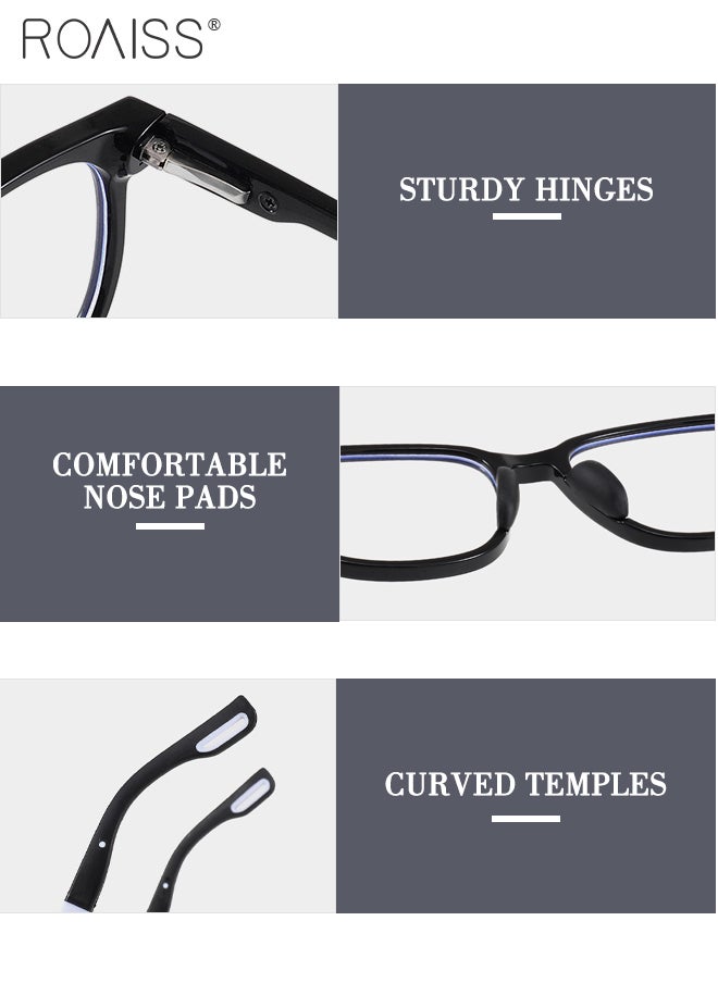roaiss Blue Light Blocking Sunglasses for Kids Anti UV and Glare Blue Light Filter Rectangular Computer Glasses Anti Eyestrain Headache Eyewear with TR90 Temples Black  - Image 4