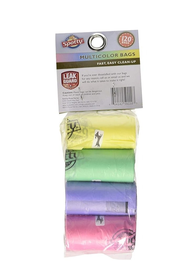 Spotty Leak-Proof  Easy Tear Off Refill Rolls  Disposable Pet Dog Bags To Go For Waste Pickup  Multicolor  120 Ct - Image 2
