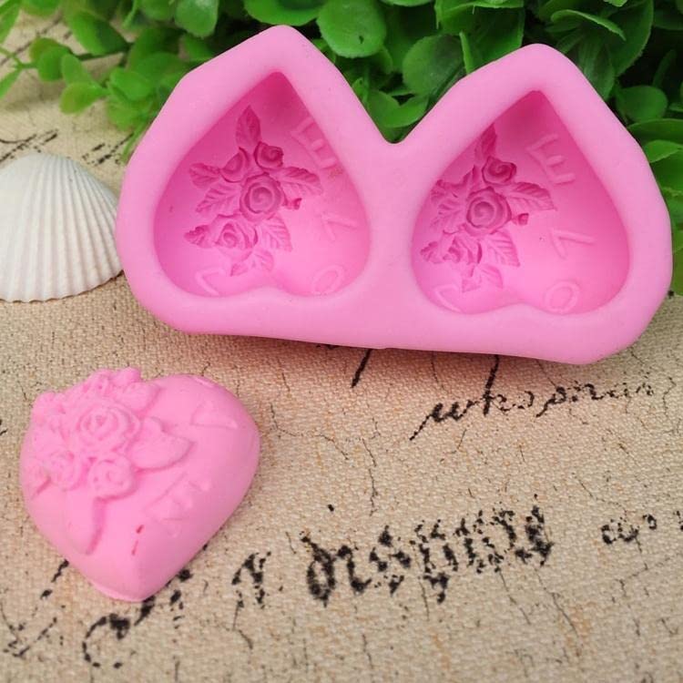 RKPM HOMES RKPM HOMES Heart Love Shape Salt Rose Mould Silicone 3D Fondant Candy Mold Baking Tools for Cake Chocolate Candy Mousse Dessert Ice Jelly Soap for Love Once Valentine Day Special 2 Cavity  - Image 4