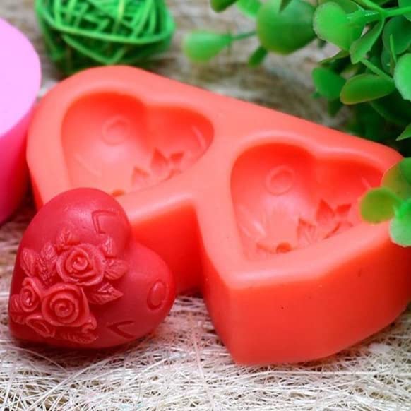 RKPM HOMES RKPM HOMES Heart Love Shape Salt Rose Mould Silicone 3D Fondant Candy Mold Baking Tools for Cake Chocolate Candy Mousse Dessert Ice Jelly Soap for Love Once Valentine Day Special 2 Cavity  - Image 5