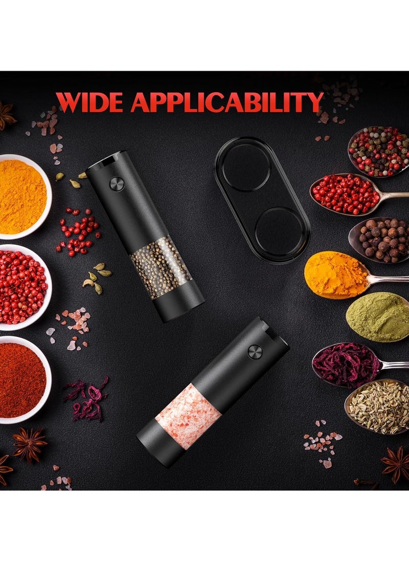 XICEN - Portable Electric Salt and Pepper Grinder Set, Battery Operated Stainless Steel Mill with Light (2 Mills) - With Base - Shakers Adjustable Coarseness  - Coffee Bean Grinders - Image 1