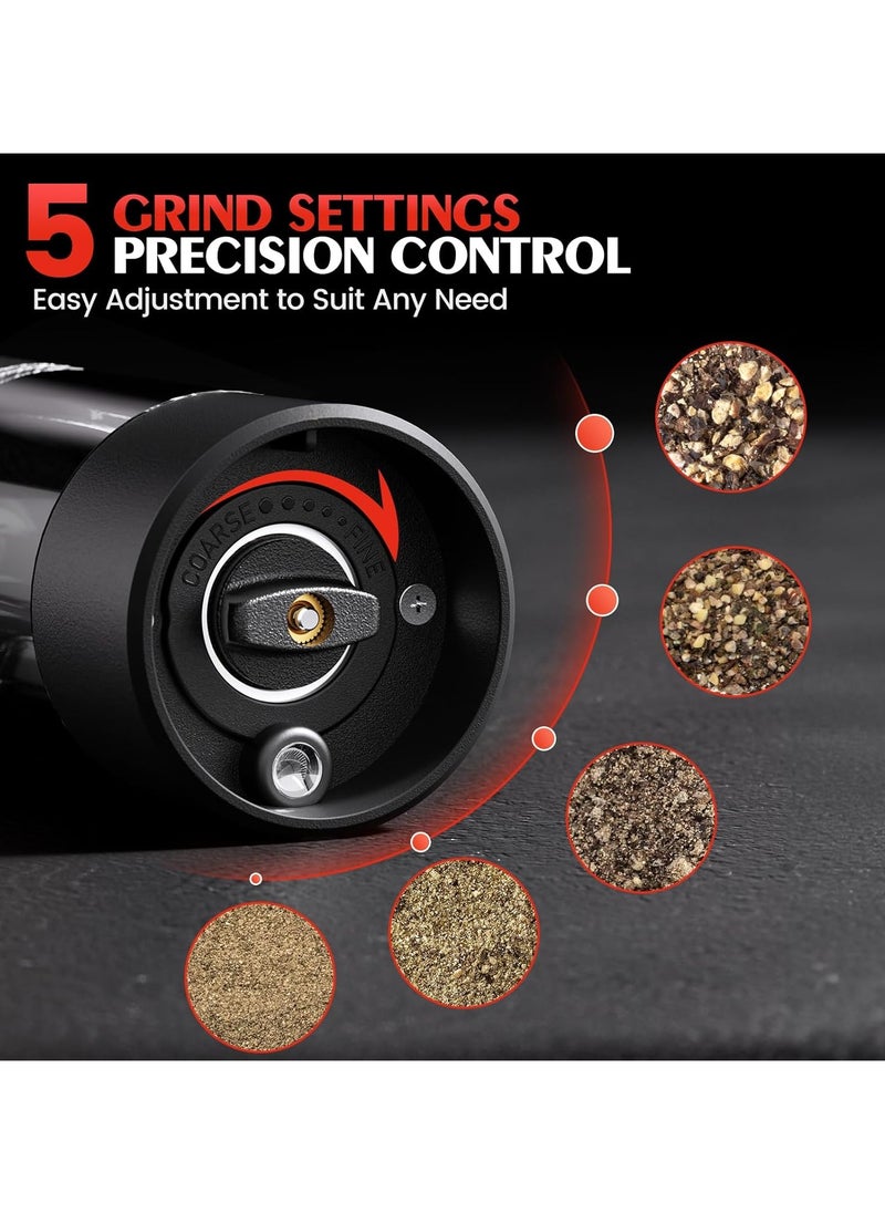 XICEN - Portable Electric Salt and Pepper Grinder Set, Battery Operated Stainless Steel Mill with Light (2 Mills) - With Base - Shakers Adjustable Coarseness  - Coffee Bean Grinders - Image 1