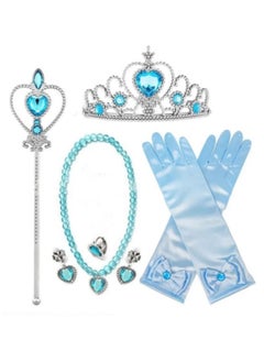 GGEROU Elsa Princess Costume,Elsa Dress,Girls Dress Girls Party Cosplay,Princess Birthday Dress,Kids Costume Cosplay,Includes crown, necklace, earrings, gloves and rings  - Image 2