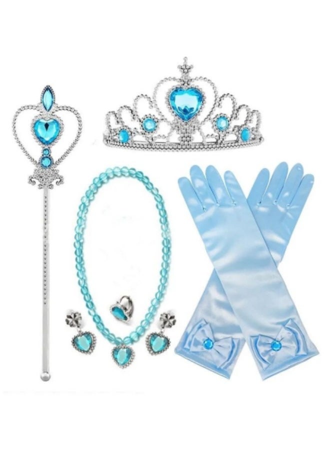 GGEROU Elsa Princess Costume,Elsa Dress,Girls Dress Girls Party Cosplay,Princess Birthday Dress,Kids Costume Cosplay,Includes crown, necklace, earrings, gloves and rings  - Image 2