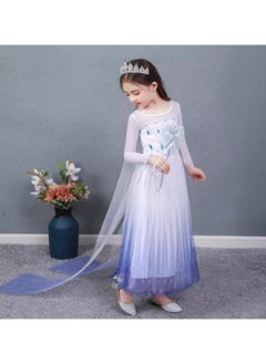 GGEROU Elsa Princess Costume,Elsa Dress,Girls Dress Girls Party Cosplay,Princess Birthday Dress,Kids Costume Cosplay,Includes crown, necklace, earrings, gloves and rings  - Image 3