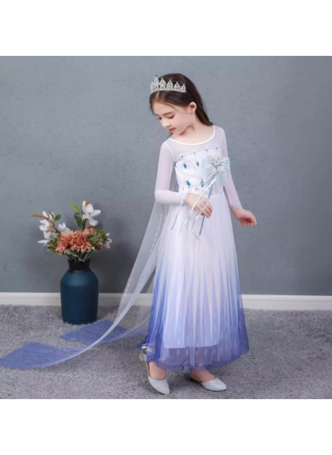 GGEROU Elsa Princess Costume,Elsa Dress,Girls Dress Girls Party Cosplay,Princess Birthday Dress,Kids Costume Cosplay,Includes crown, necklace, earrings, gloves and rings  - Image 3