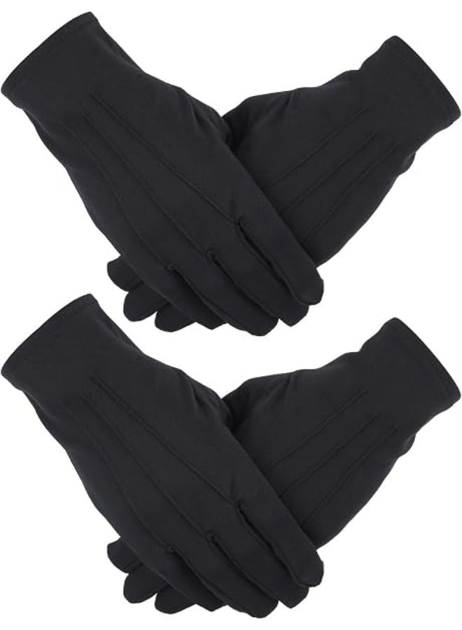 KISSUN 2 Pairs Men Uniform Gloves, Adult Formal Black Costume Gloves for Marching Band, Parade, Police, Server, Tuxedo, Guard - Image 1
