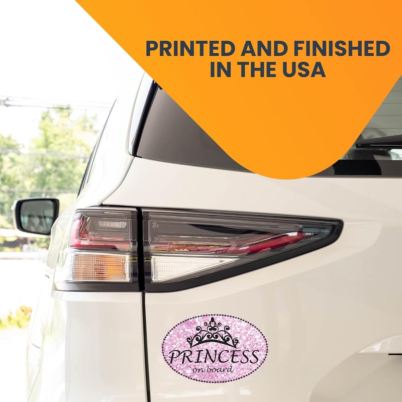 Magnet Me Up Princess On Board Car Magnet Sparkly Glitter Deca Pink Oval 4x6 Inches HeavyDuty Automotive Magnet for Car Truck SUV Refrigerators Other Surfaces Cute Driver Magnet - Image 3