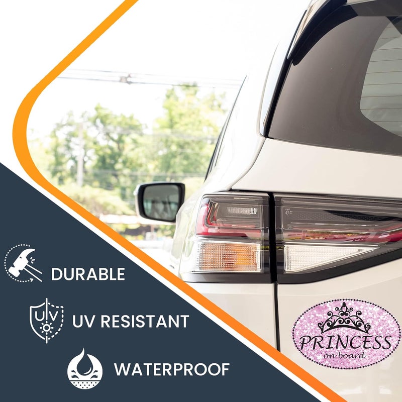 Magnet Me Up Princess On Board Car Magnet Sparkly Glitter Deca Pink Oval 4x6 Inches HeavyDuty Automotive Magnet for Car Truck SUV Refrigerators Other Surfaces Cute Driver Magnet - Image 4