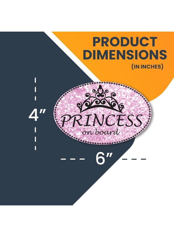 Magnet Me Up Princess On Board Car Magnet Sparkly Glitter Deca Pink Oval 4x6 Inches HeavyDuty Automotive Magnet for Car Truck SUV Refrigerators Other Surfaces Cute Driver Magnet - Image 2