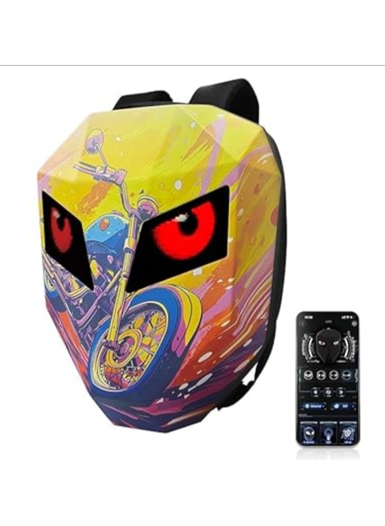 حقيبة ظهر دراجة نارية من Crelander حقيبة ظهر الفارس قابلة للبرمجة بإضاءة LED حقيبة كمبيوتر محمول صلبة لركوب الدراجات النارية بشاشة عالية الدقة ومنضر جميل طبعة الدراجة - Image 1