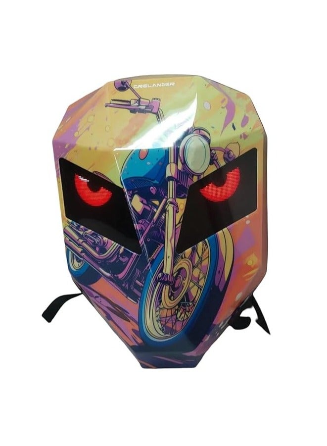 حقيبة ظهر دراجة نارية من Crelander حقيبة ظهر الفارس قابلة للبرمجة بإضاءة LED حقيبة كمبيوتر محمول صلبة لركوب الدراجات النارية بشاشة عالية الدقة ومنضر جميل طبعة الدراجة - Image 2