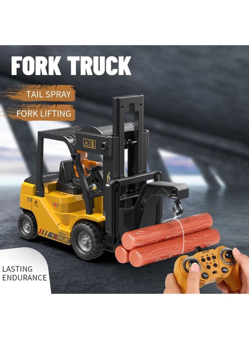 SYOSI 2.4Ghz Remote Control Forklift Cranes 2 in 1 RC Forklift Truck, 6 Channel 2 Mode Channel Remote Control Crane with Spray Sound and Lights, 1:24 Scale Construction Truck Toy Gift for Kids for 3-7 - Image 3