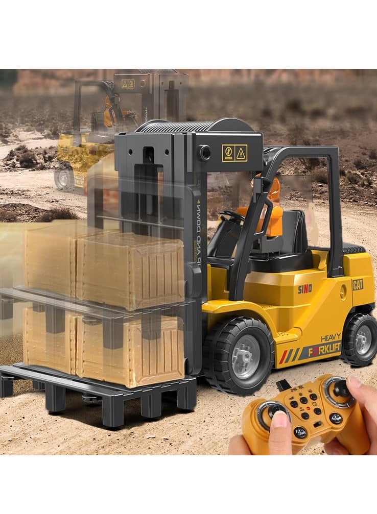 SYOSI 2.4Ghz Remote Control Forklift Cranes 2 in 1 RC Forklift Truck 6 Channel 2 Mode Channel Remote Control Crane with Spray Sound and Lights 1:24 Scale Construction Truck Toy Gift for Kids for 3-7 - Image 4