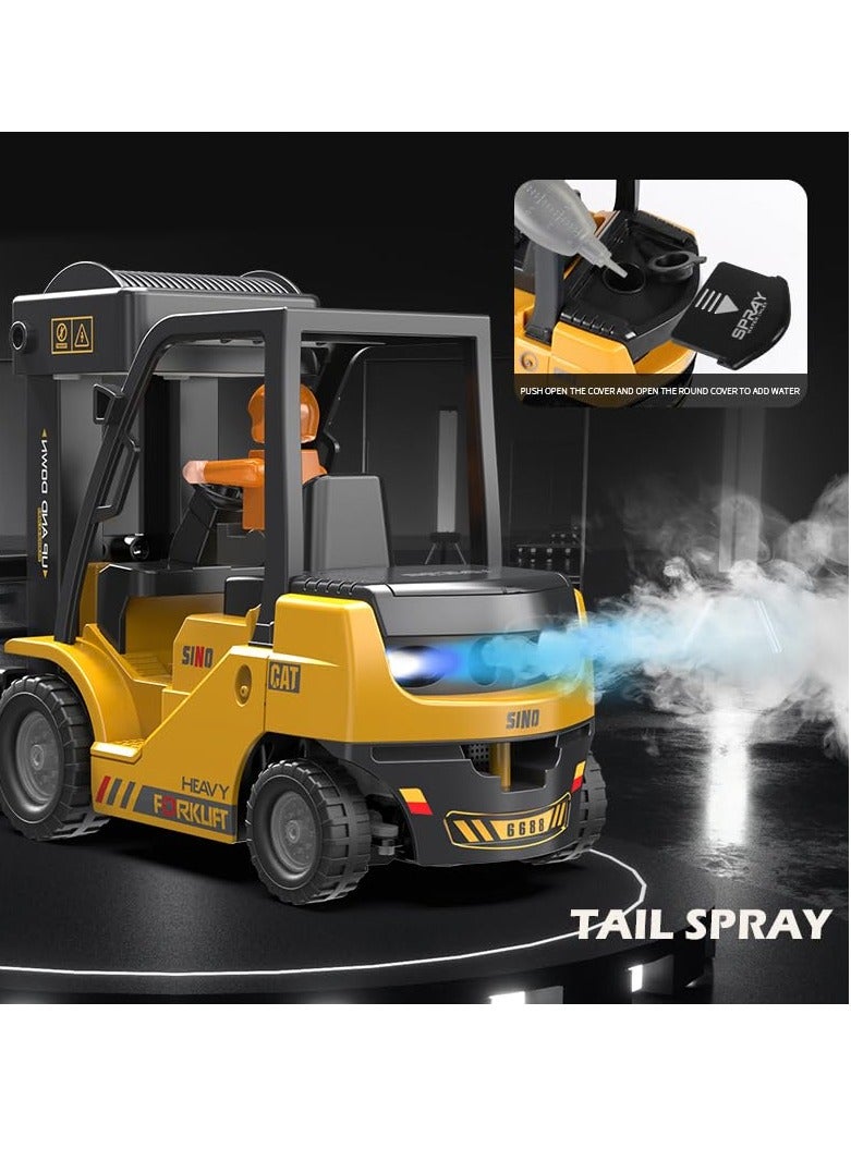 SYOSI 2.4Ghz Remote Control Forklift Cranes 2 in 1 RC Forklift Truck 6 Channel 2 Mode Channel Remote Control Crane with Spray Sound and Lights 1:24 Scale Construction Truck Toy Gift for Kids for 3-7 - Image 2