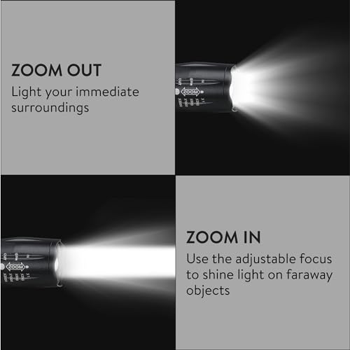 HST H&S T6 LED Super Bright Flashlight - Waterproof Tactical Flash Light with 5 Brightness Modes - 3 x AAA Batteries Included - Image 4